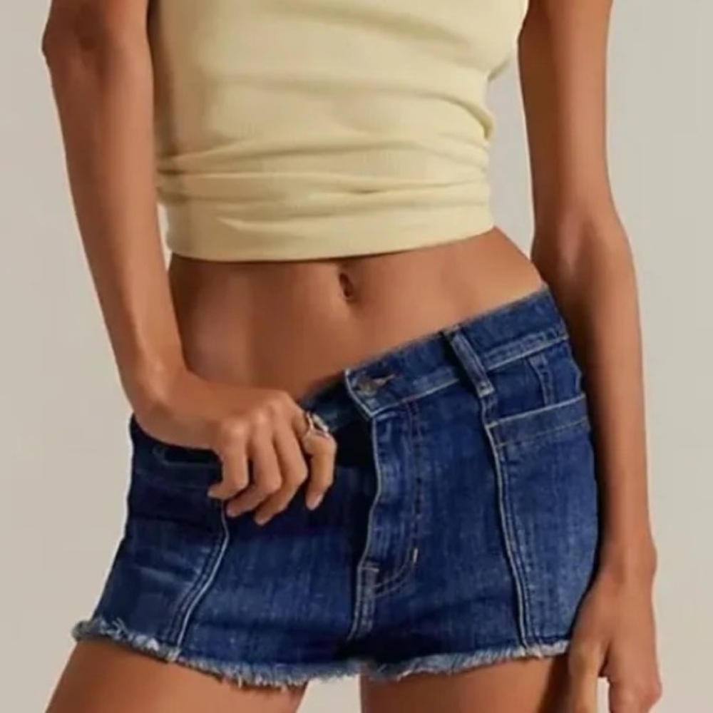 We The Free Janney High-Low Denim Shorts